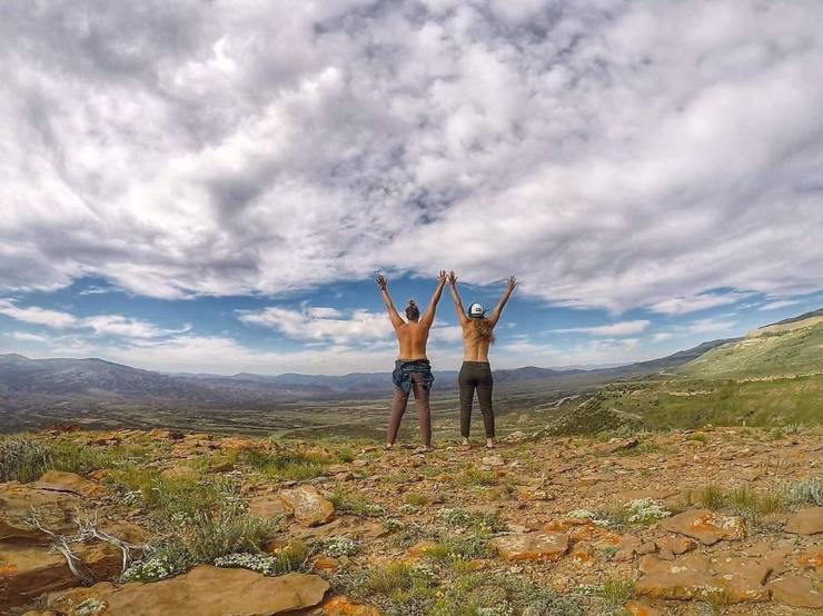 Girls Posing Topless In Front Of Beautiful Landscapes