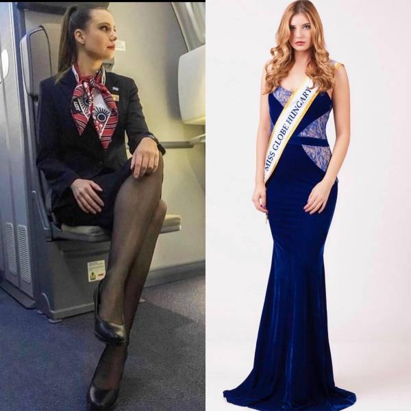 Sexy Stewardesses With And Without Their Uniform