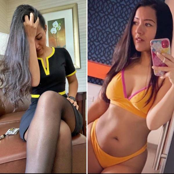 Sexy Stewardesses With And Without Their Uniform