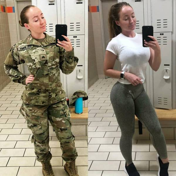 Beauties With And Without Their Uniform