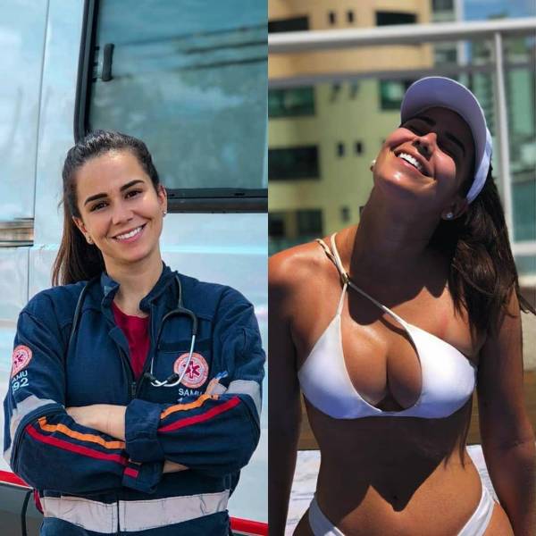 Beauties With And Without Their Uniform