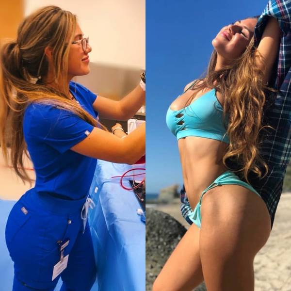 Girls With And Without Their Uniforms