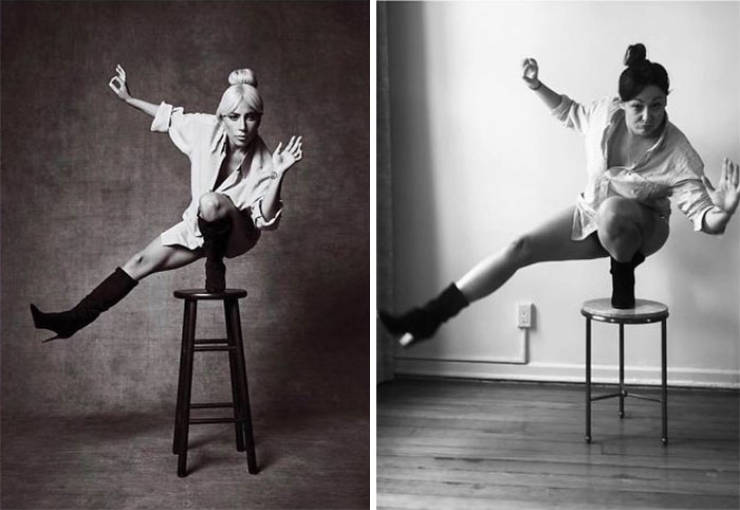 Woman Recreates Celebrity Photos In Funny Ways