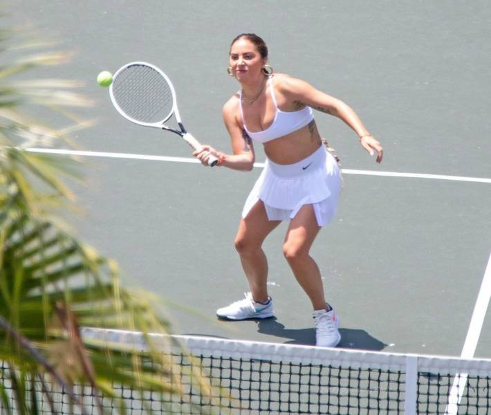 Lady Gaga On The Tennis Court