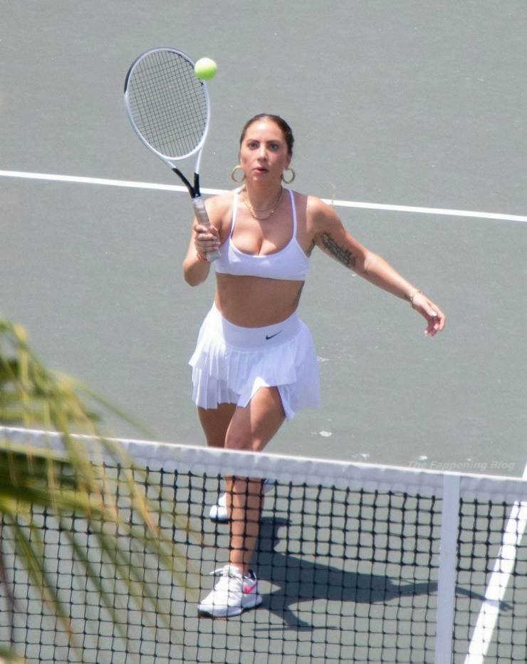 Lady Gaga On The Tennis Court