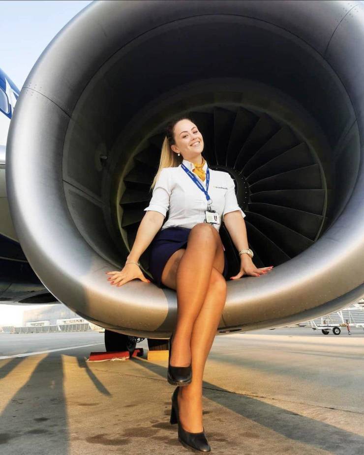 Hot Flight Attendants With And Without Their Uniforms
