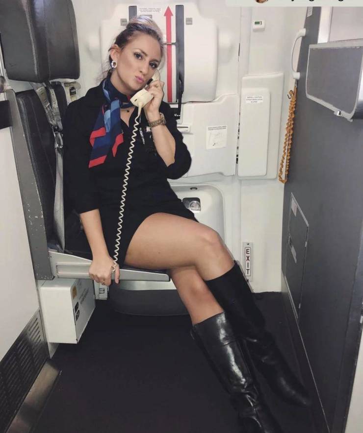 Sexy Flight Attendants With And Without Their Uniforms
