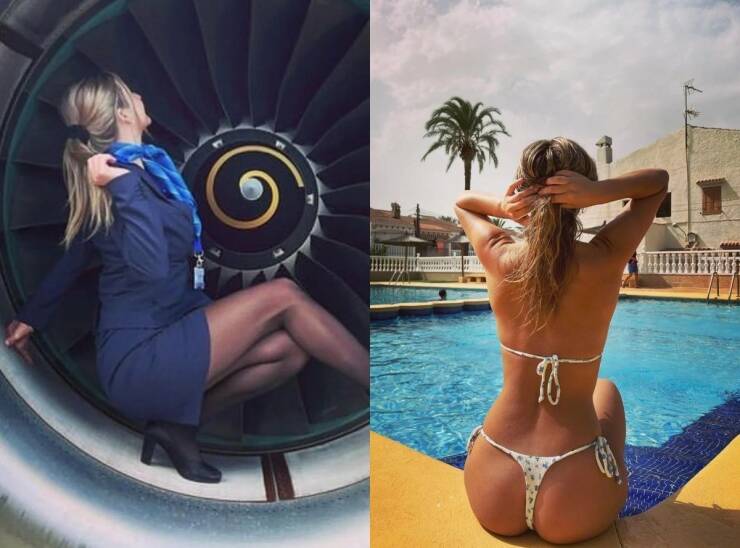 Sexy Flight Attendants With And Without Their Uniforms