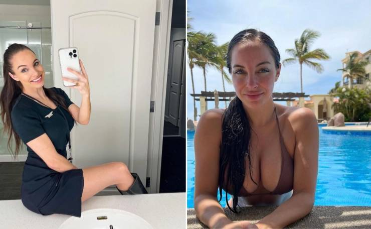 Hot Flight Attendants With And Without Their Uniforms