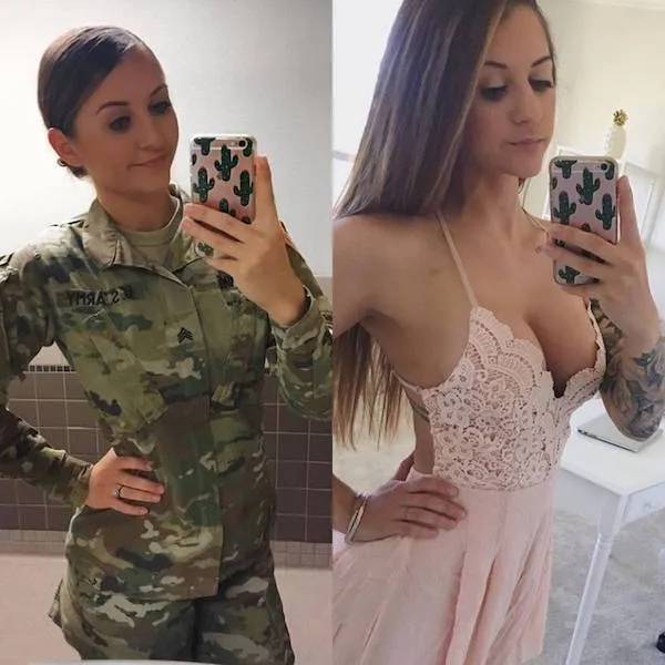 Sexy Girls Taking Off Their Uniforms