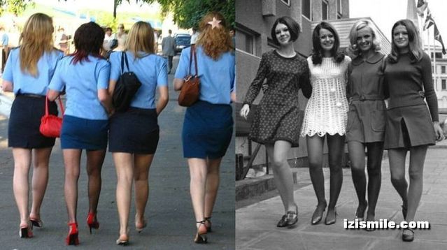 Mini-skirts from the 70's vs modern era (22 pics)