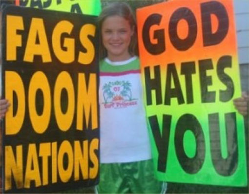 Hateful Signs from the Kids of Westboro Baptist Church