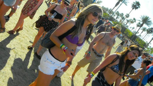 Coachella Music Festival: Half Naked Hot Young White Chicks Dancing