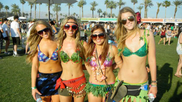 Coachella Music Festival: Half Naked Hot Young White Chicks Dancing