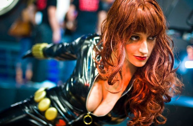 Busty Girls in the Black Widow Costumes