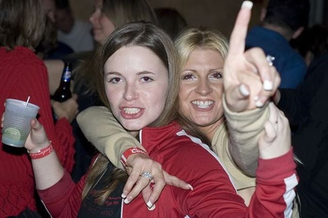 Drunk Girls Embracing The Christmas Spirit Of Giving