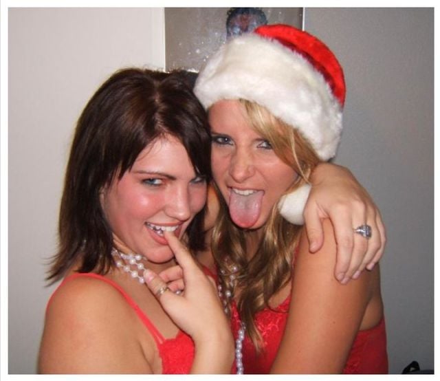 Drunk Girls Embracing The Christmas Spirit Of Giving