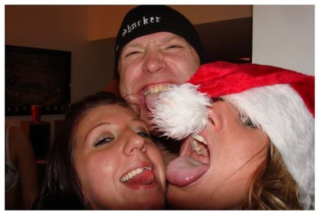 Drunk Girls Embracing The Christmas Spirit Of Giving