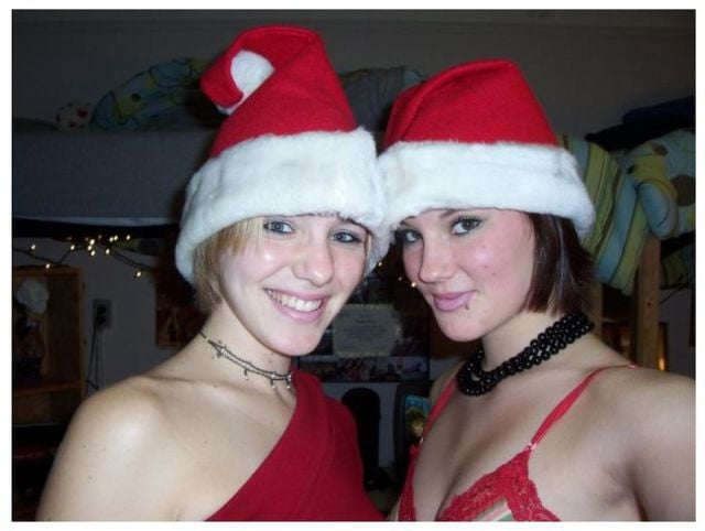 Drunk Girls Embracing The Christmas Spirit Of Giving