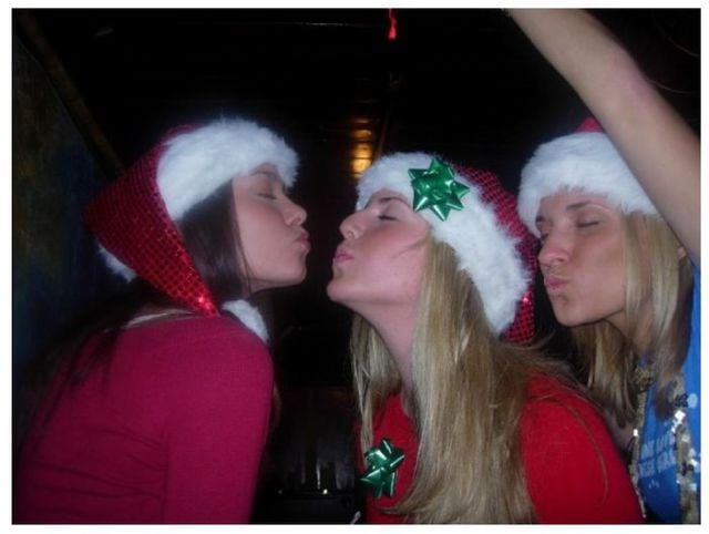 Drunk Girls Embracing The Christmas Spirit Of Giving