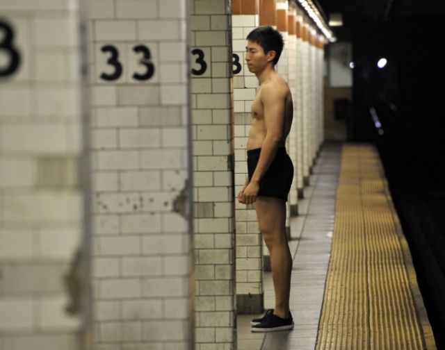 Subway Commuters Get into the Spirit of “No Pants Day”
