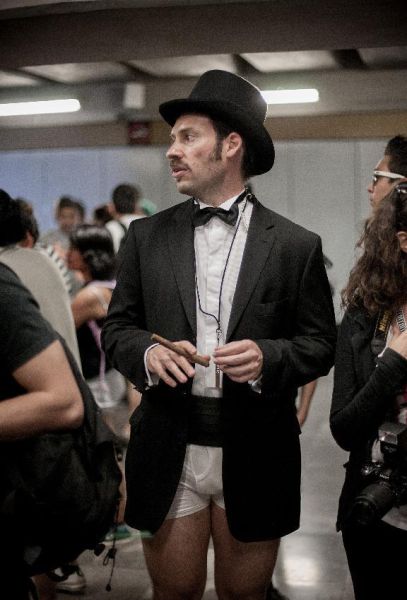 Subway Commuters Get into the Spirit of “No Pants Day”