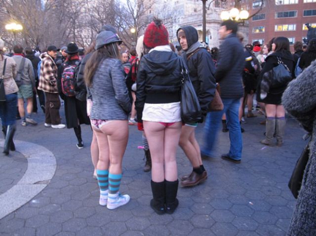 Subway Commuters Get into the Spirit of “No Pants Day”