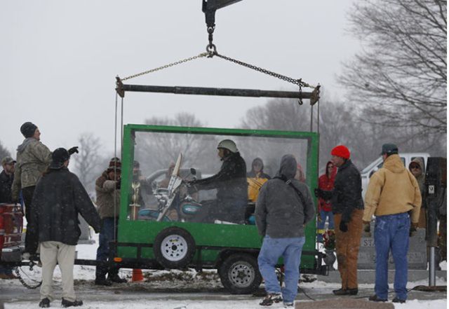 Biker Buried Riding His Harley Davidson
