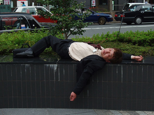 Japanese Businessmen Passed Drunk in Public