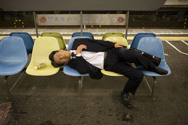 Japanese Businessmen Passed Drunk in Public