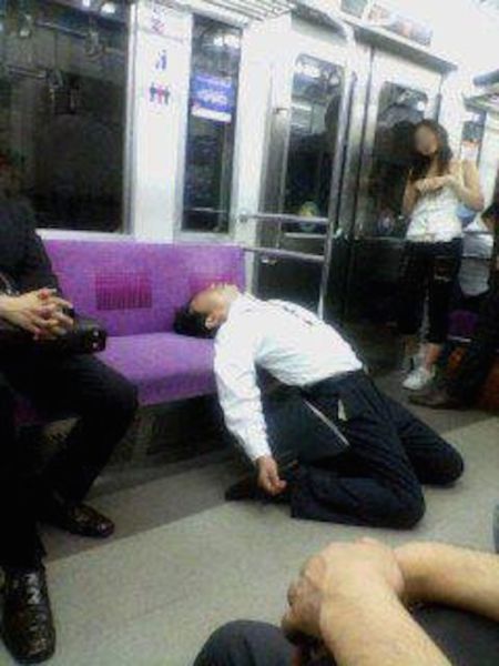 Japanese Businessmen Passed Drunk in Public