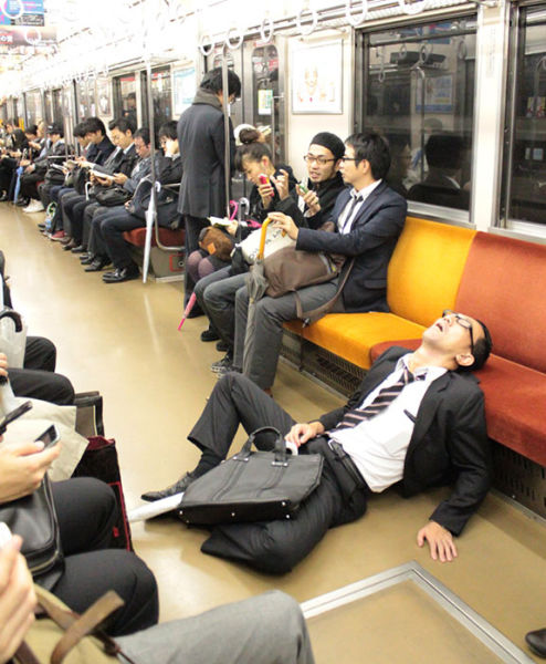 Japanese Businessmen Passed Drunk in Public
