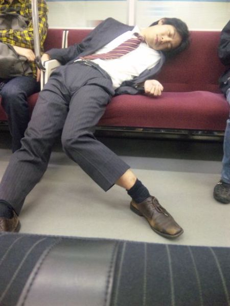 Japanese Businessmen Passed Drunk in Public
