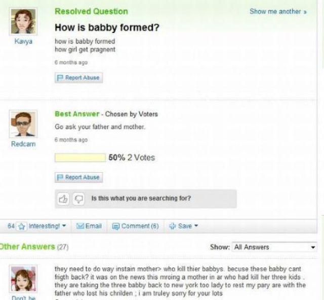 Amusing Yahoo Questions and Answers