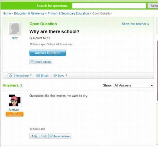 Amusing Yahoo Questions and Answers