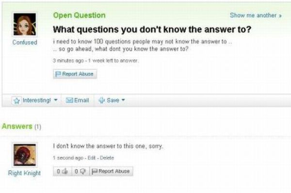 Amusing Yahoo Questions and Answers