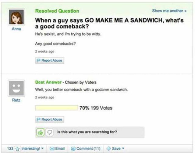 Amusing Yahoo Questions and Answers