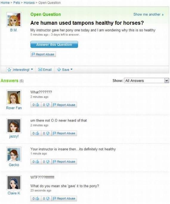 Amusing Yahoo Questions and Answers