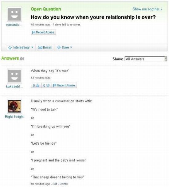 Amusing Yahoo Questions and Answers
