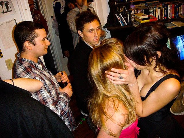 Dudes Watching Drunk Girls Kissing Each Other