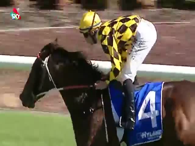 Horse Jockey in a 'Cracking' Finish (VIDEO)