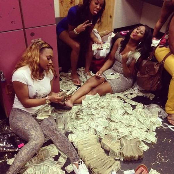 Strippers Showing Off Their Money