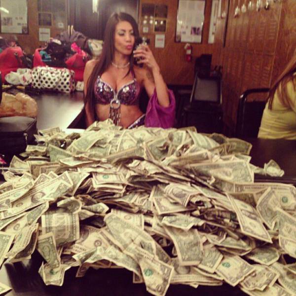 Strippers Showing Off Their Money