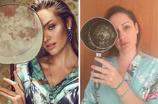 Woman Continues To Recreate Hilarious Celebrity Photos